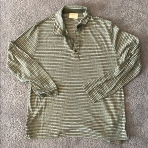 Billy Reid XL Cotton blend LS knit polo green